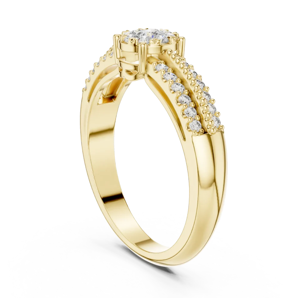 Luminary Round Pavé-Set Dual Band Solitaire Ring - Image 3