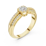 Luminary Round Pavé-Set Dual Band Solitaire Ring