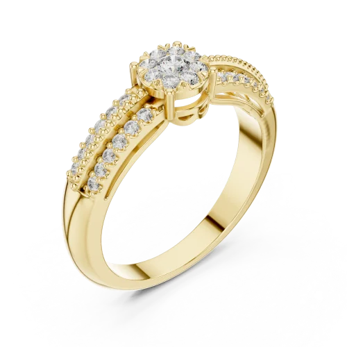 Luminary Round Pavé-Set Dual Band Solitaire Ring