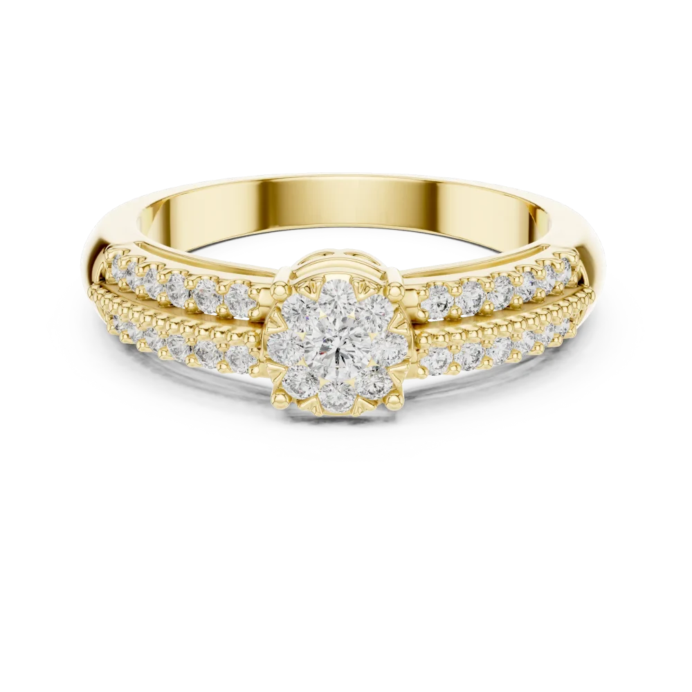Luminary Round Pavé-Set Dual Band Solitaire Ring - Image 2