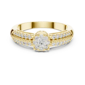 Luminary Round Pavé-Set Dual Band Solitaire Ring - Image 2