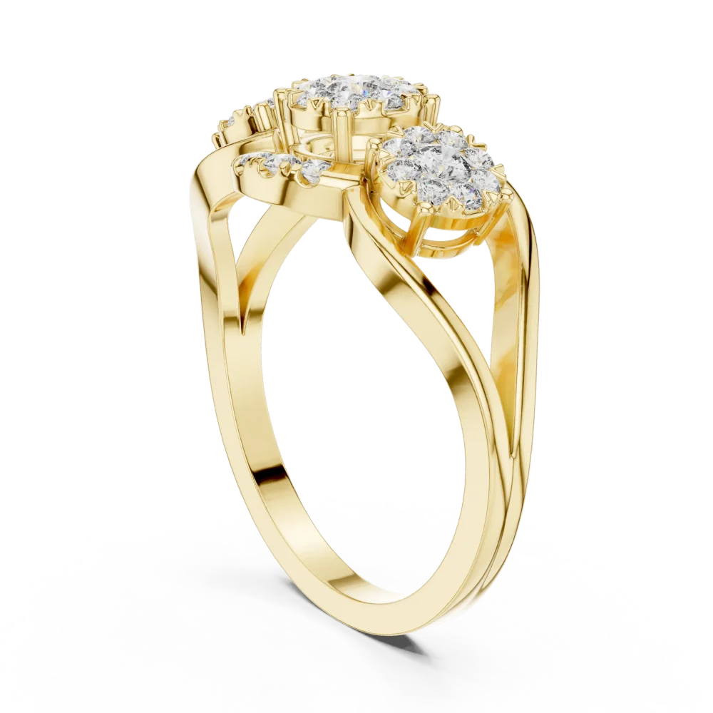 Luminary Triple Cluster Round Brilliant Statement Ring - Image 3
