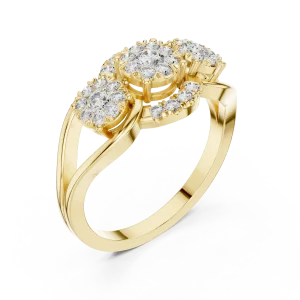 Luminary Triple Cluster Round Brilliant Statement Ring