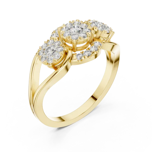 Luminary Triple Cluster Round Brilliant Statement Ring