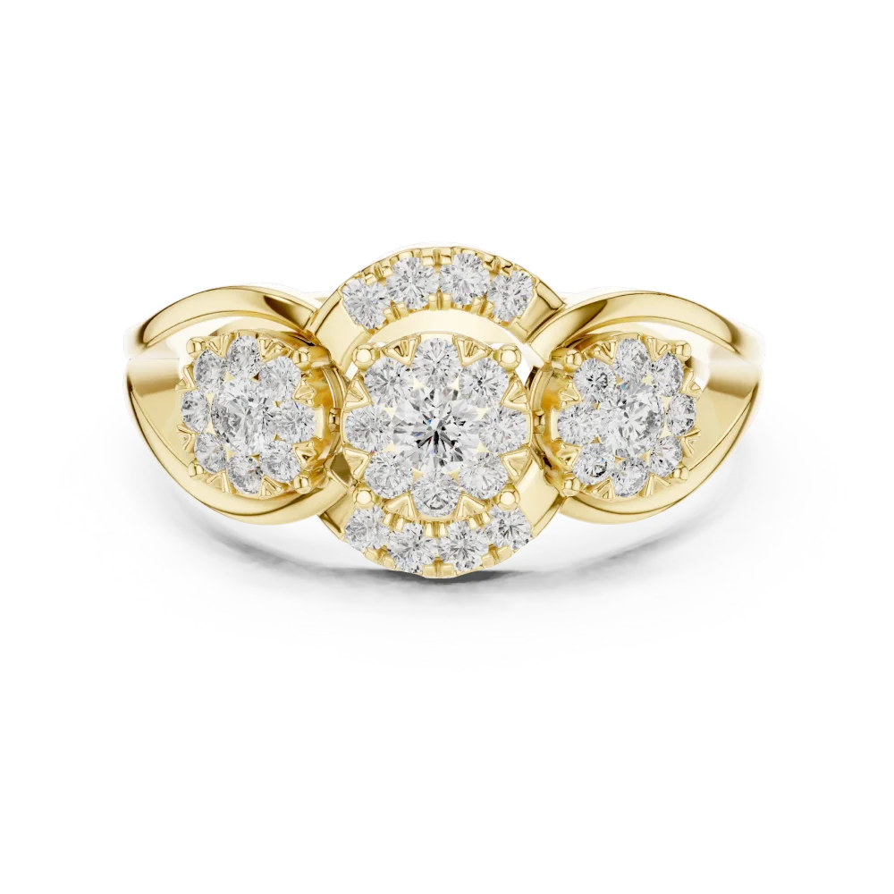 Luminary Triple Cluster Round Brilliant Statement Ring - Image 2