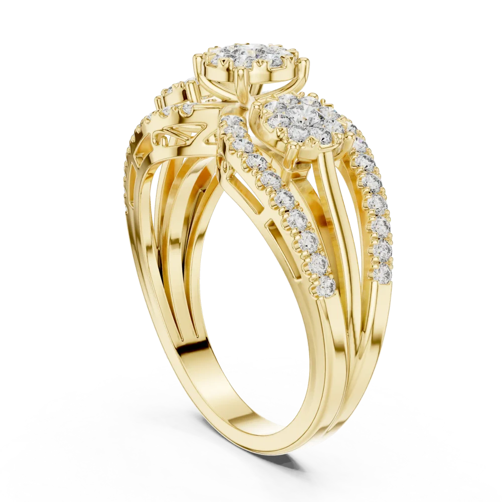 Luminary Round Brilliant Three-Stone Statement Ring - Image 3