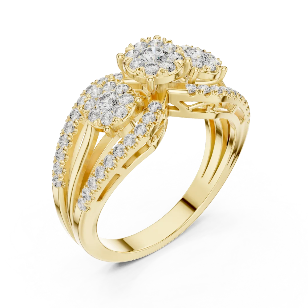 Adorn your hand with the radiant fire of our three-stone DIAMEUR diamond ring. A modern classic of exceptional brilliance. Shop this masterpiece today.