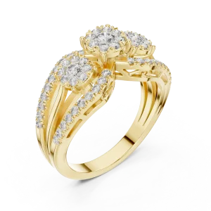 Luminary Round Brilliant Three-Stone Statement Ring