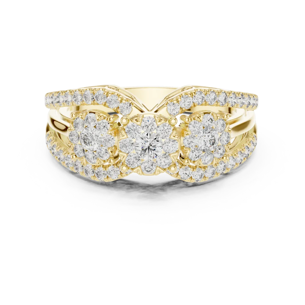 Luminary Round Brilliant Three-Stone Statement Ring - Image 2