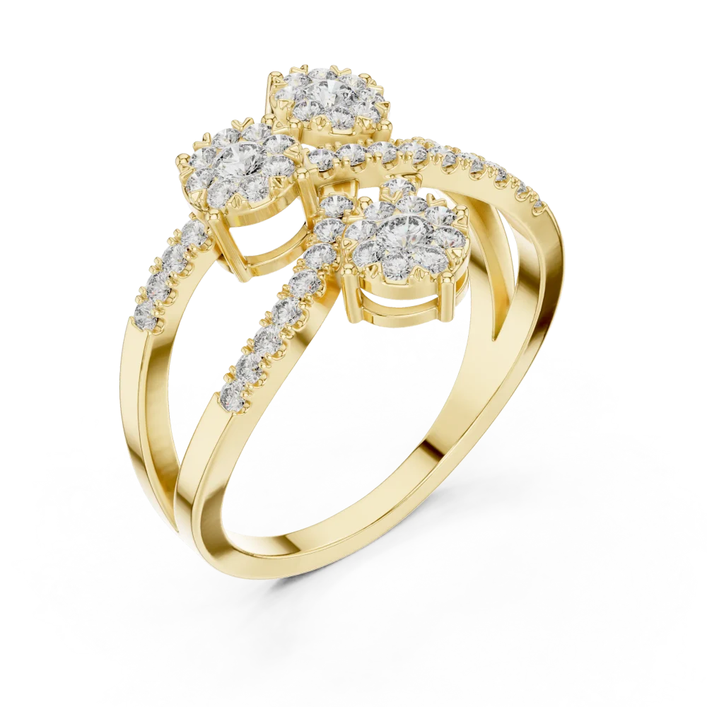Adorn your hand with this exquisite cluster ring, featuring brilliant DIAMEUR diamonds in a modern, sculptural design. Shop this sustainable luxury.