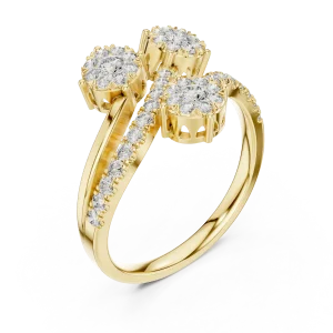 Luminary Round Brilliant Pavé-Set Architectural Cocktail Ring