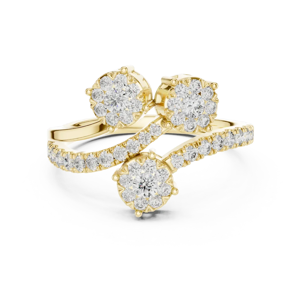 Luminary Round Brilliant Pavé-Set Architectural Cocktail Ring - Image 2