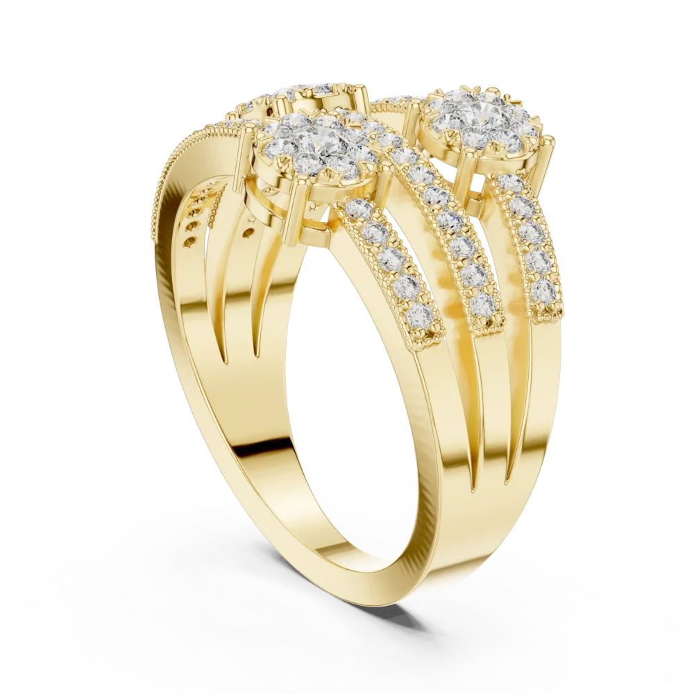 Luminary Round Brilliant Triple-Tier Statement Ring - Image 3