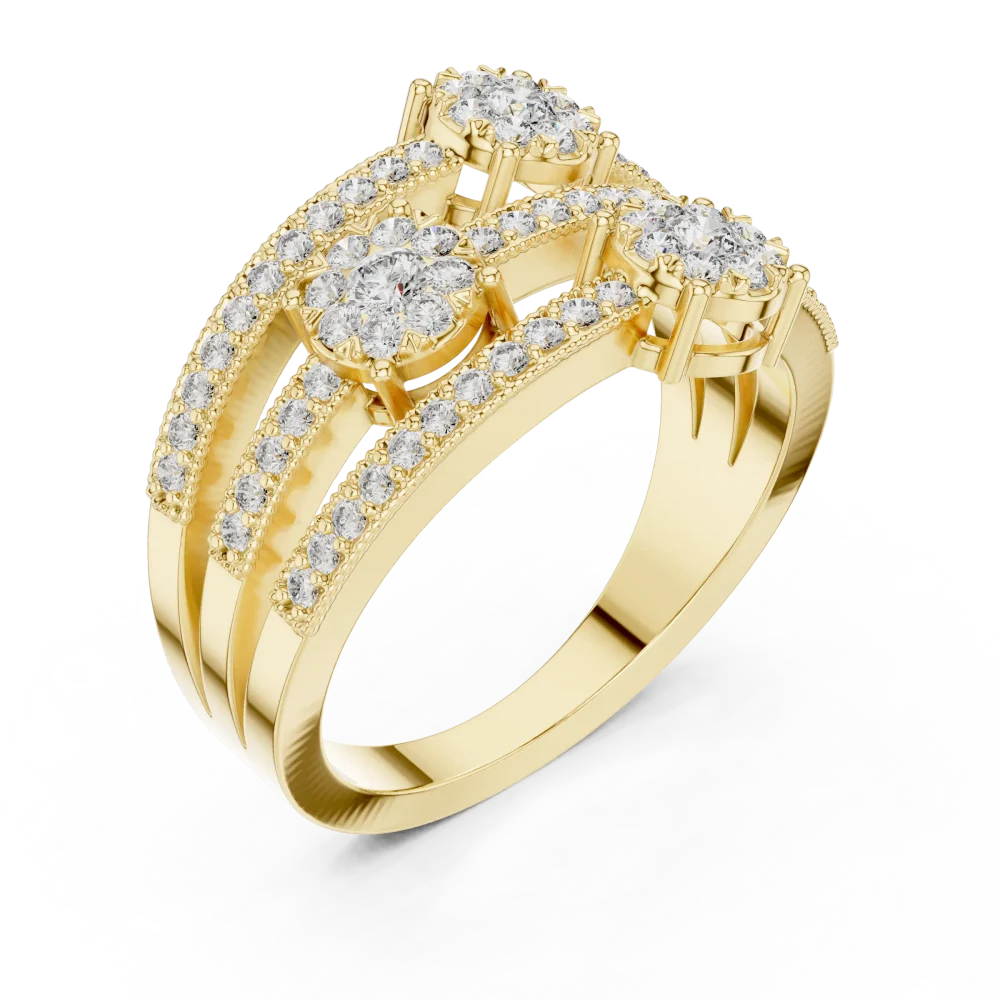 Experience the brilliance of our triple-tier DIAMEUR lab-grown diamond statement ring. Handcrafted for modern luxury, shop this iconic design today.