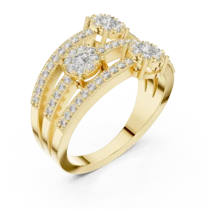 Luminary Round Brilliant Triple-Tier Statement Ring