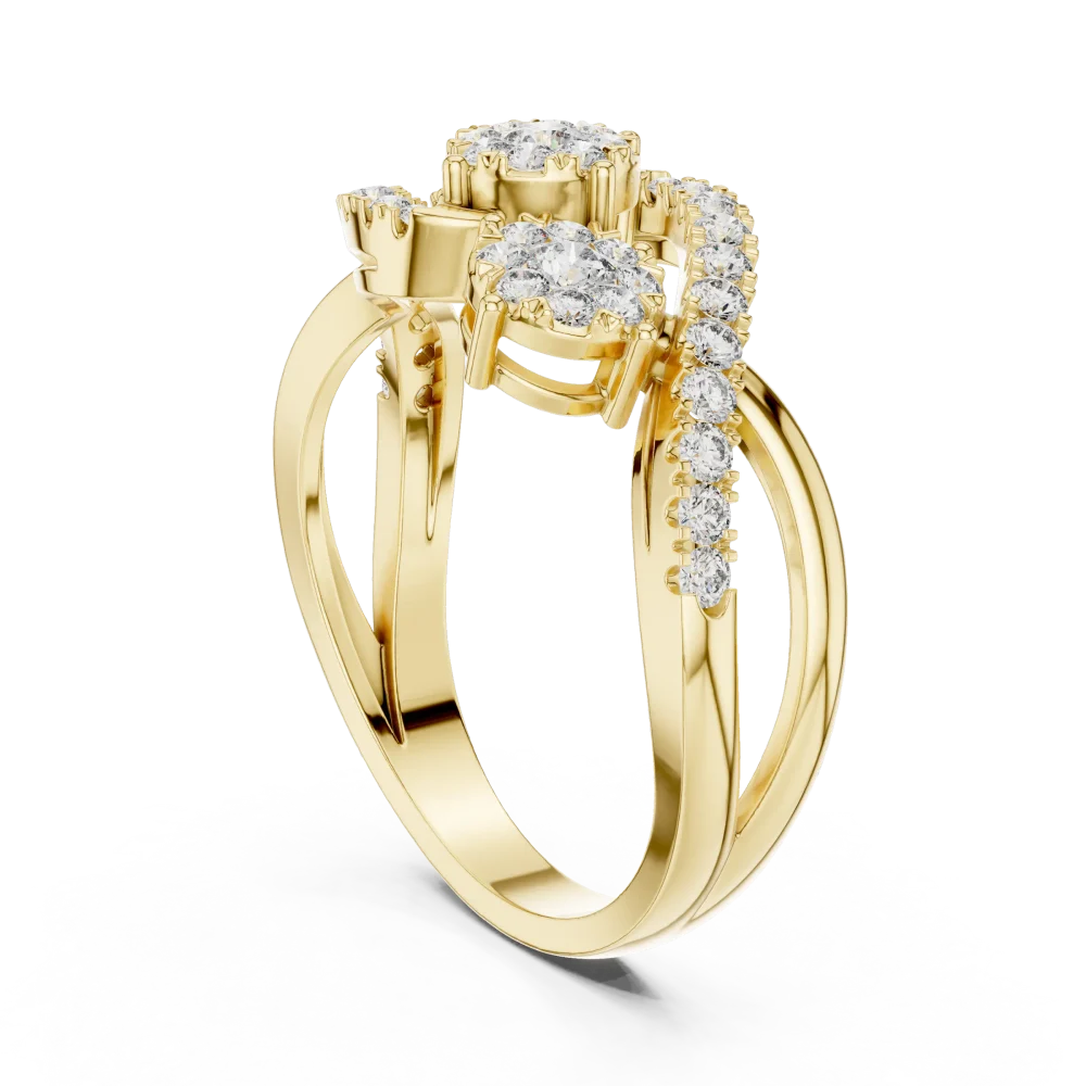 Ethereal Round Brilliant Triple Cluster Statement Ring - Image 3