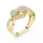 Ethereal Round Brilliant Triple Cluster Statement Ring