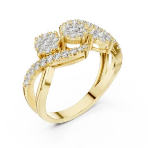 Ethereal Round Brilliant Triple Cluster Statement Ring