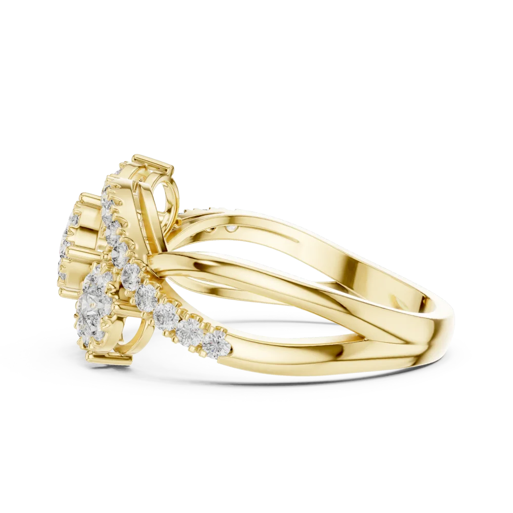 Ethereal Round Brilliant Triple Cluster Statement Ring - Image 4