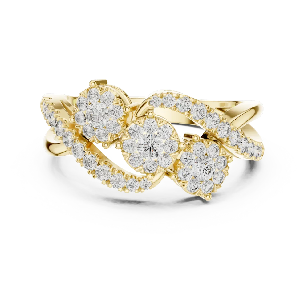 Ethereal Round Brilliant Triple Cluster Statement Ring - Image 2