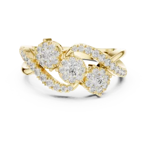 Ethereal Round Brilliant Triple Cluster Statement Ring - Image 2