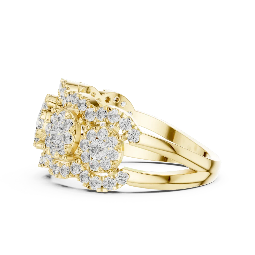 Luminary Round Brilliant Pavé-Set Multi-Cluster Cocktail Ring - Image 4