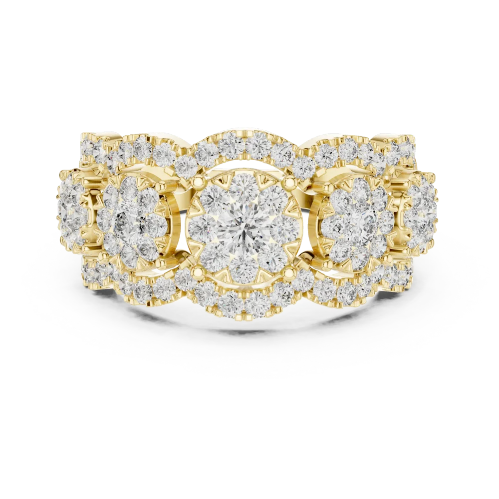 Luminary Round Brilliant Pavé-Set Multi-Cluster Cocktail Ring - Image 2