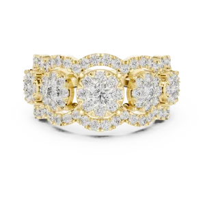 Luminary Round Brilliant Pavé-Set Multi-Cluster Cocktail Ring - Image 2