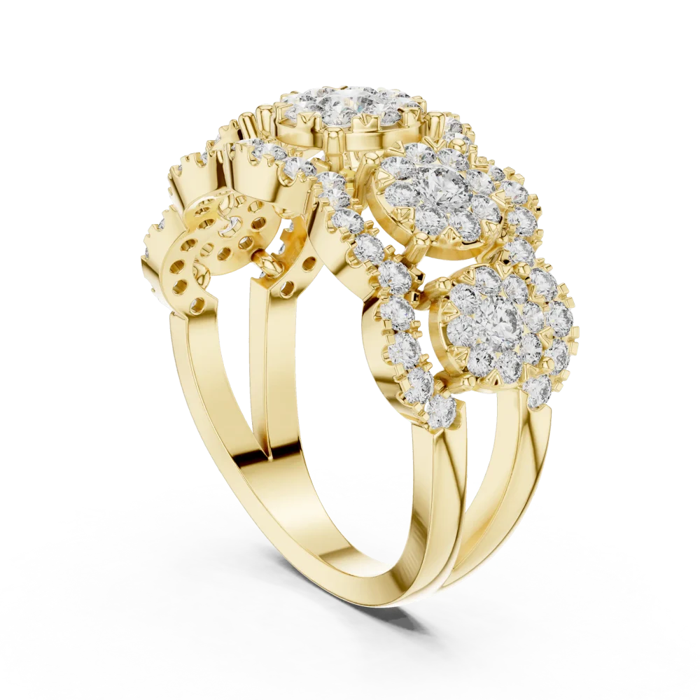 Luminary Round Brilliant Pavé-Set Multi-Cluster Cocktail Ring - Image 3