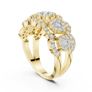 Luminary Round Brilliant Pavé-Set Multi-Cluster Cocktail Ring - Image 3
