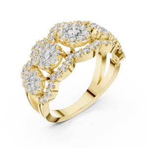 Luminary Round Brilliant Pavé-Set Multi-Cluster Cocktail Ring