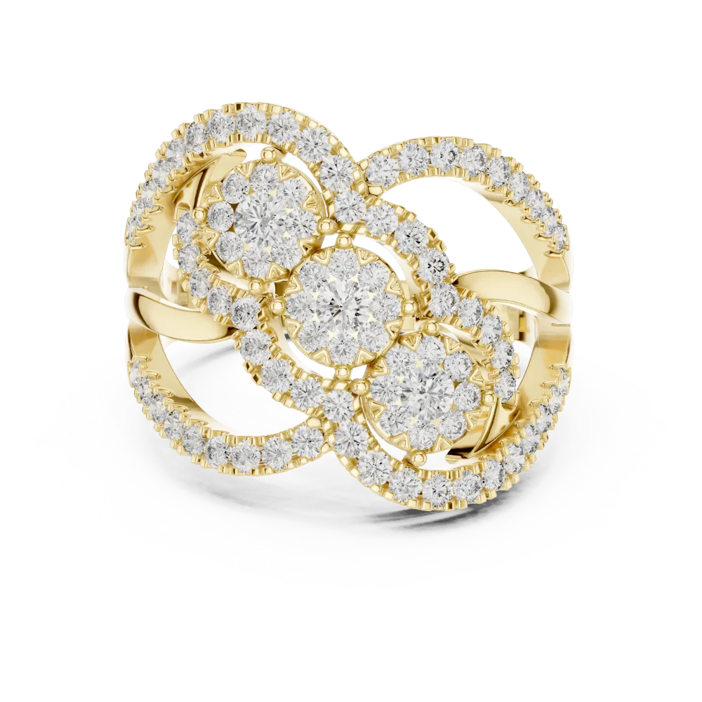Luminary Round Brilliant Pavé-Set Architectural Cocktail Ring - Image 2