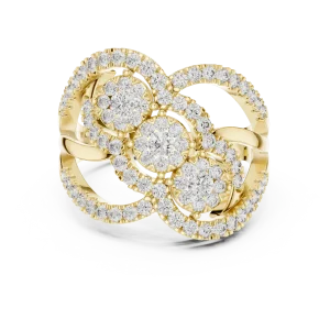 Luminary Round Brilliant Pavé-Set Architectural Cocktail Ring - Image 2