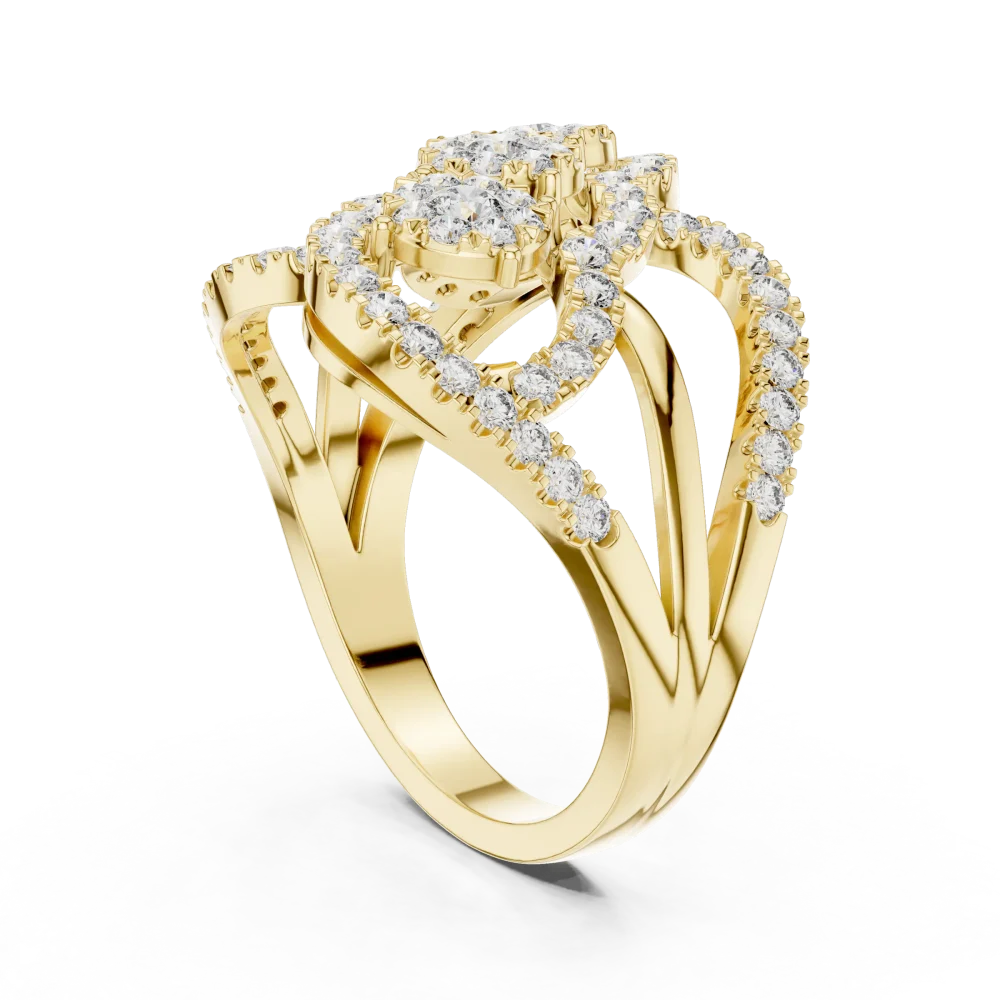 Luminary Round Brilliant Pavé-Set Architectural Cocktail Ring - Image 3