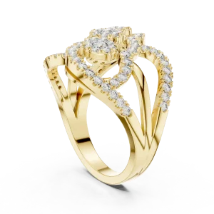 Luminary Round Brilliant Pavé-Set Architectural Cocktail Ring - Image 3