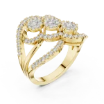 Luminary Round Brilliant Pavé-Set Architectural Cocktail Ring