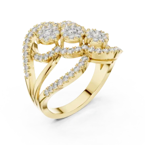 Luminary Round Brilliant Pavé-Set Architectural Cocktail Ring