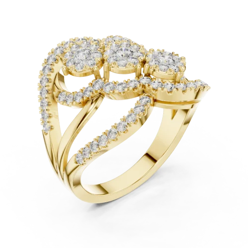 Luminary Round Brilliant Pavé-Set Architectural Cocktail Ring