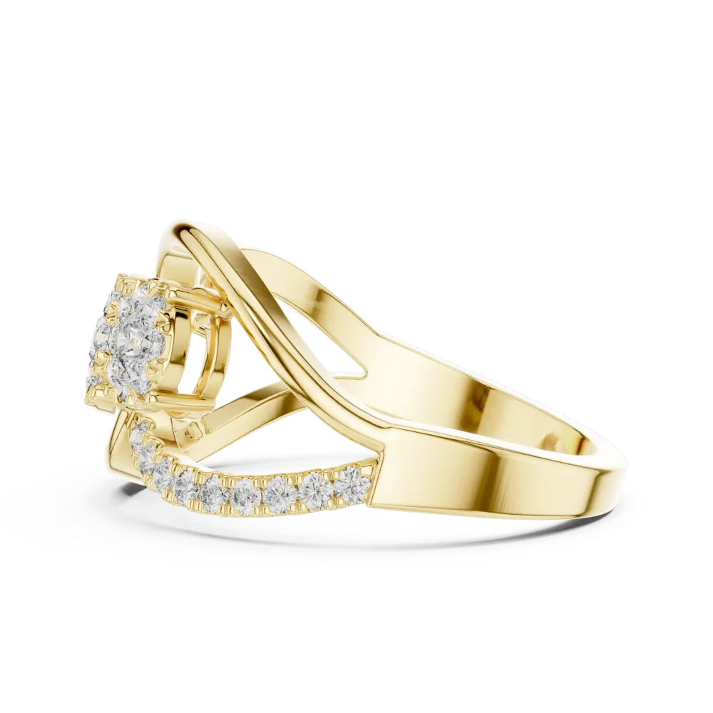 Luminary Round Brilliant Pavé-Set Three Stone Ring - Image 4