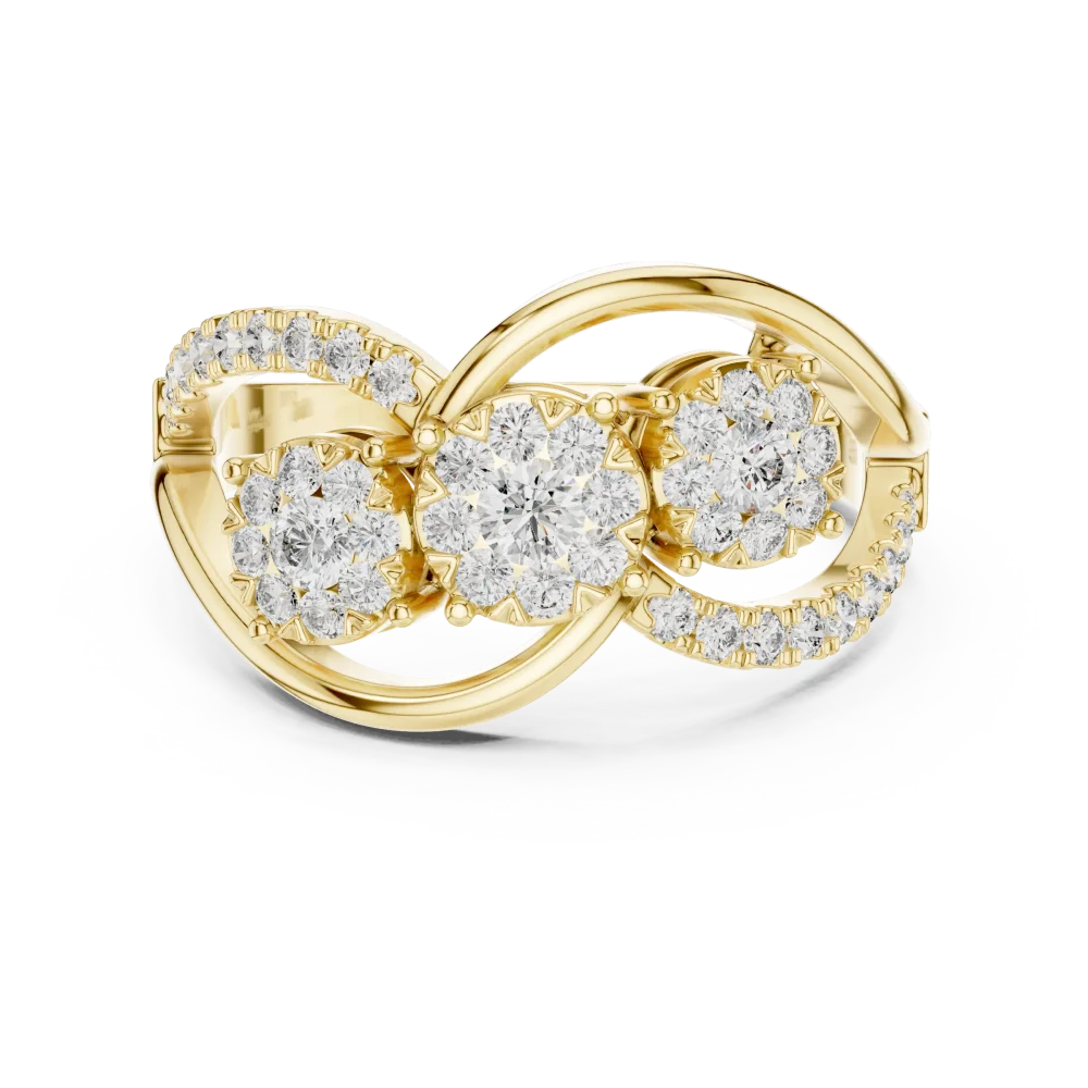 Luminary Round Brilliant Pavé-Set Three Stone Ring - Image 2