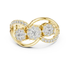 Luminary Round Brilliant Pavé-Set Three Stone Ring - Image 2