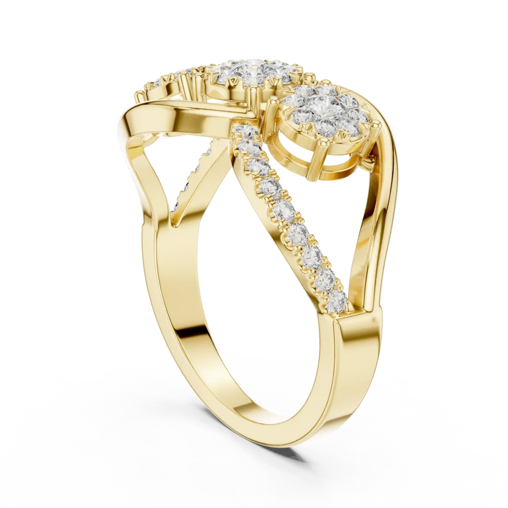 Luminary Round Brilliant Pavé-Set Three Stone Ring - Image 3