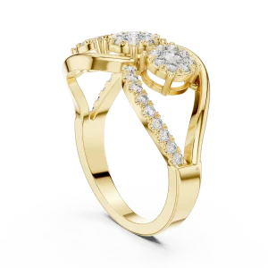 Luminary Round Brilliant Pavé-Set Three Stone Ring - Image 3