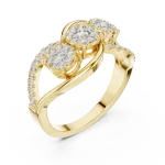 Luminary Round Brilliant Pavé-Set Three Stone Ring