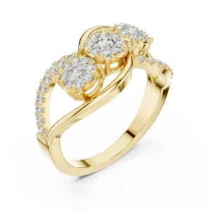 Luminary Round Brilliant Pavé-Set Three Stone Ring
