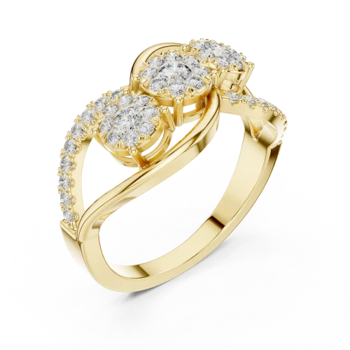 Luminary Round Brilliant Pavé-Set Three Stone Ring