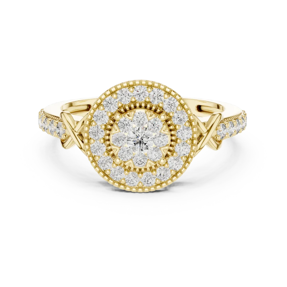Luminary Round Brilliant Pavé-Set Halo Cocktail Ring - Image 2