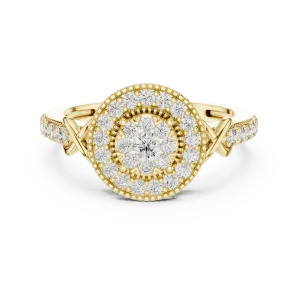Luminary Round Brilliant Pavé-Set Halo Cocktail Ring - Image 2