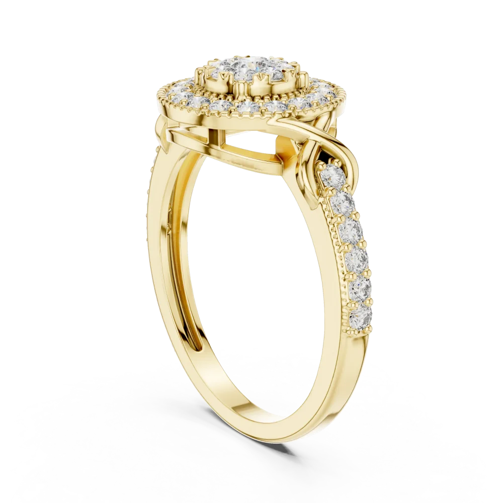 Luminary Round Brilliant Pavé-Set Halo Cocktail Ring - Image 3