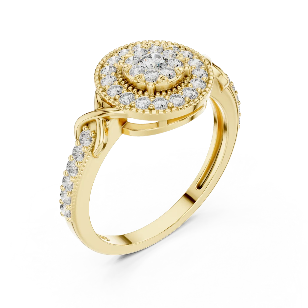 Discover the elegance of our pavé-set halo ring, featuring brilliant DIAMEUR lab-grown diamonds. A modern classic for any occasion. Shop this look now.